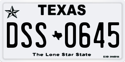 TX license plate DSS0645