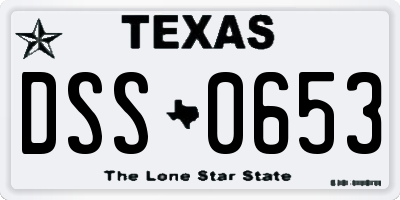 TX license plate DSS0653