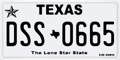 TX license plate DSS0665