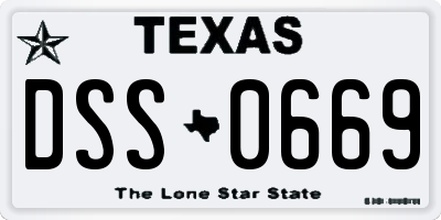 TX license plate DSS0669
