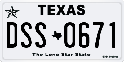 TX license plate DSS0671
