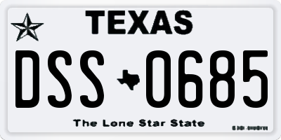 TX license plate DSS0685