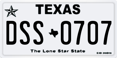TX license plate DSS0707