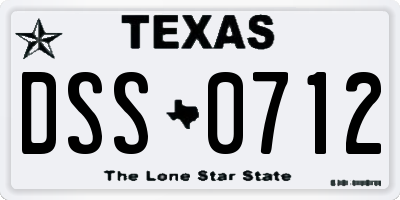 TX license plate DSS0712