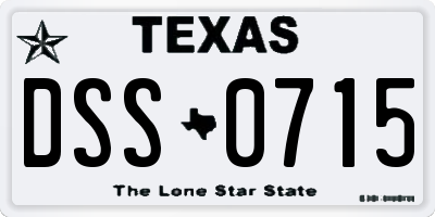 TX license plate DSS0715