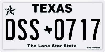 TX license plate DSS0717