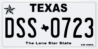 TX license plate DSS0723