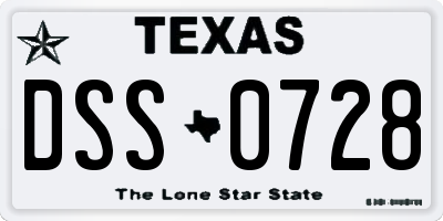 TX license plate DSS0728