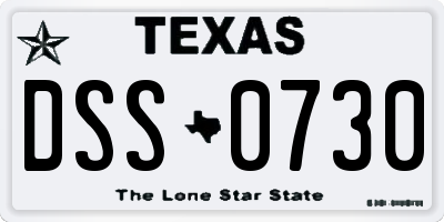 TX license plate DSS0730