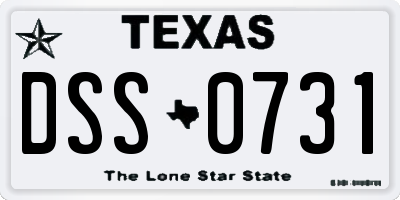 TX license plate DSS0731