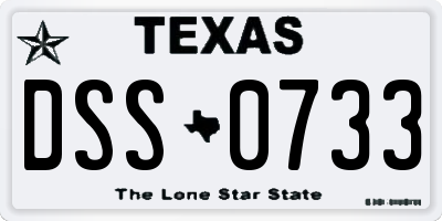 TX license plate DSS0733