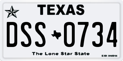 TX license plate DSS0734