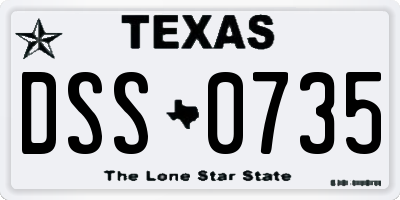 TX license plate DSS0735