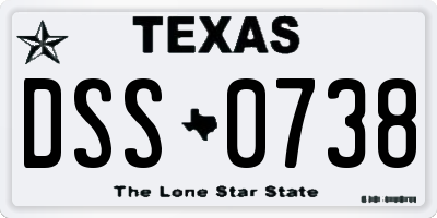 TX license plate DSS0738