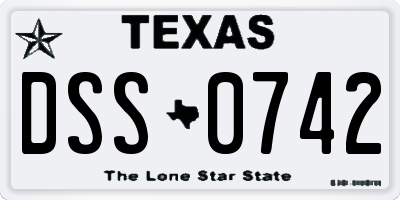TX license plate DSS0742