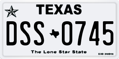 TX license plate DSS0745