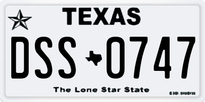 TX license plate DSS0747