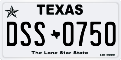 TX license plate DSS0750