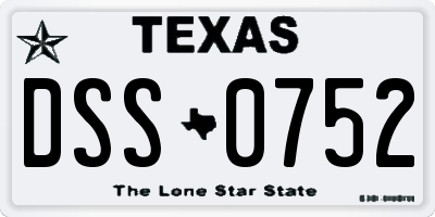 TX license plate DSS0752