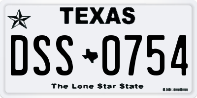 TX license plate DSS0754