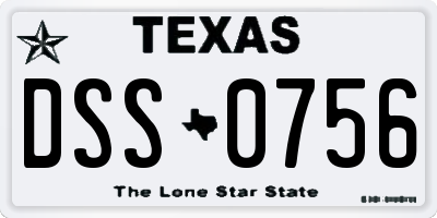 TX license plate DSS0756