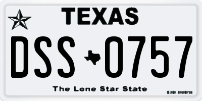 TX license plate DSS0757