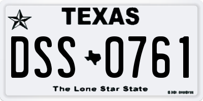 TX license plate DSS0761