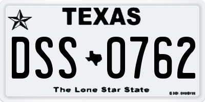 TX license plate DSS0762
