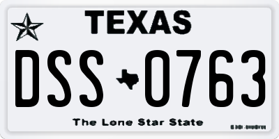 TX license plate DSS0763