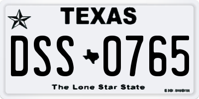 TX license plate DSS0765