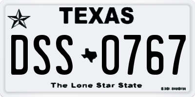 TX license plate DSS0767