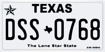 TX license plate DSS0768