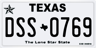 TX license plate DSS0769