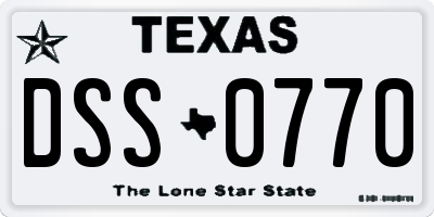 TX license plate DSS0770