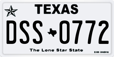 TX license plate DSS0772