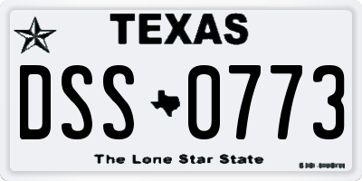 TX license plate DSS0773