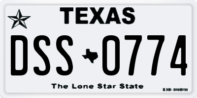 TX license plate DSS0774