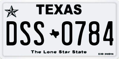 TX license plate DSS0784