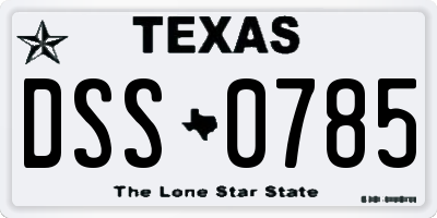 TX license plate DSS0785