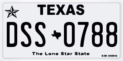TX license plate DSS0788