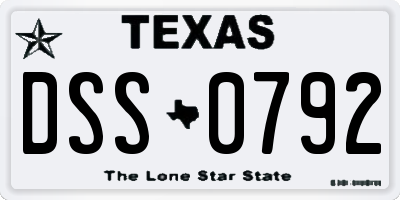 TX license plate DSS0792