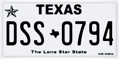 TX license plate DSS0794
