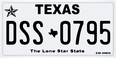 TX license plate DSS0795
