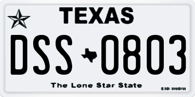 TX license plate DSS0803