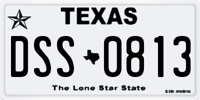 TX license plate DSS0813
