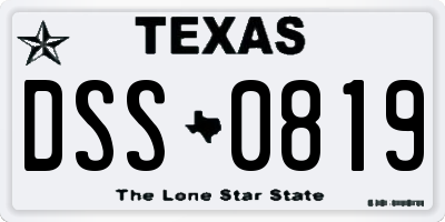 TX license plate DSS0819