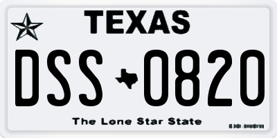 TX license plate DSS0820