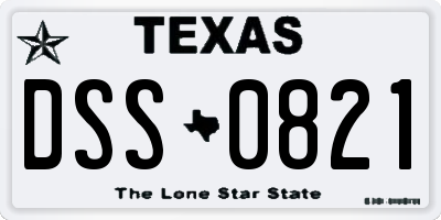 TX license plate DSS0821