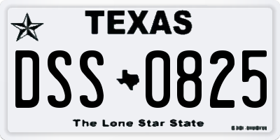 TX license plate DSS0825