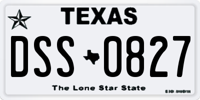 TX license plate DSS0827